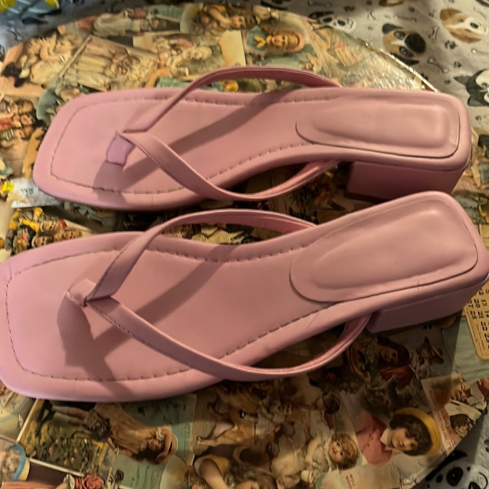Pink thong mules